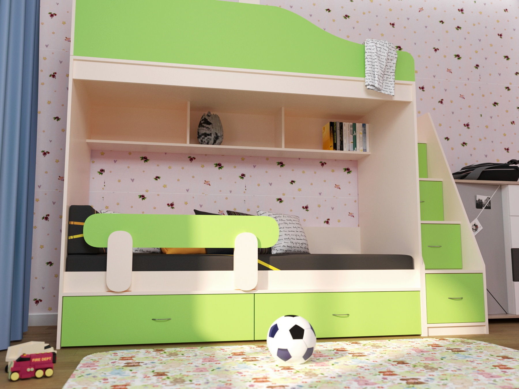 Childrens bunk bed 3D model_2