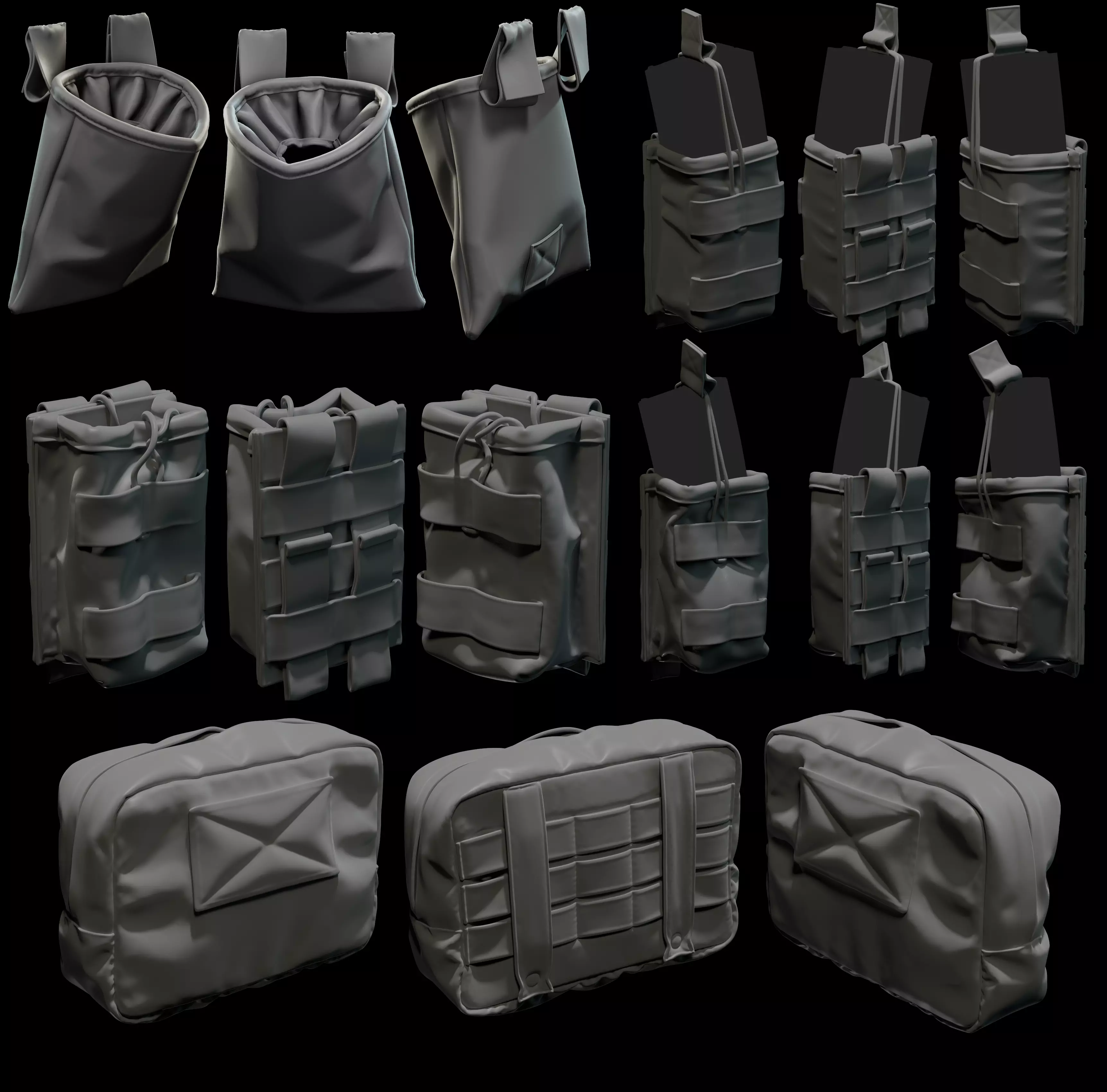 MarvelousDesigner Pouches 3D Model Collection_0