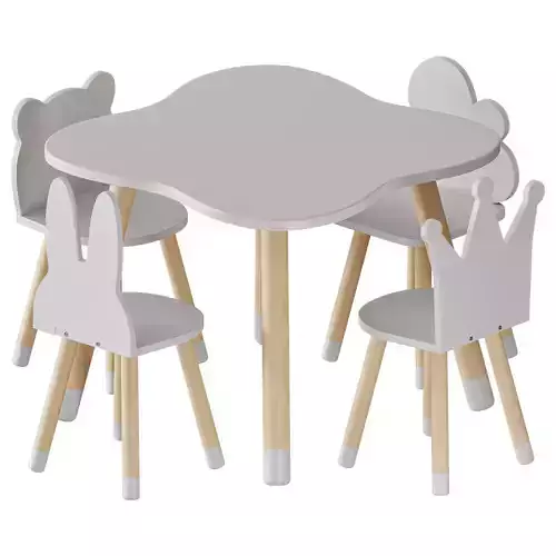FUN Wooden Kids Table and Chairs Set