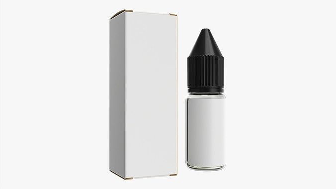 Vape liquid bottle and closed box 3D model