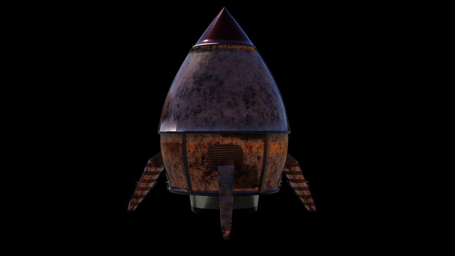 Rocket Comic Metalness Low-poly 3D model_9
