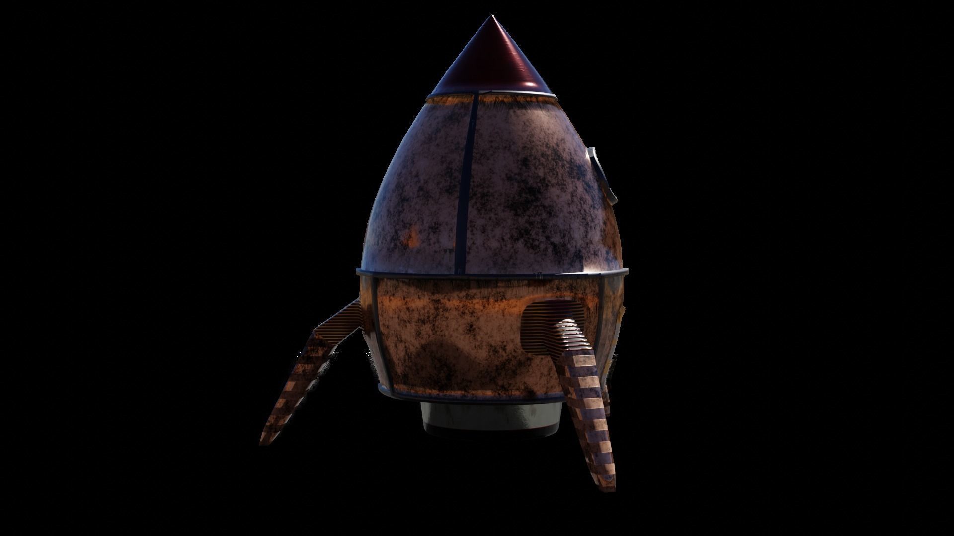 Rocket Comic Metalness Low-poly 3D model_7