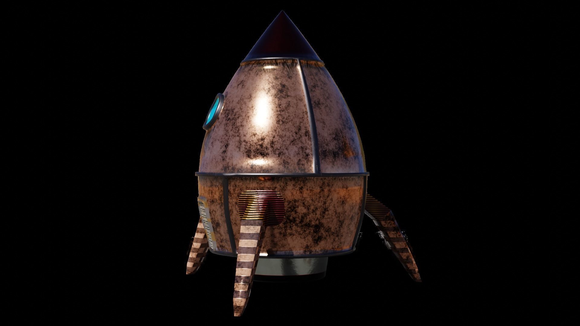 Rocket Comic Metalness Low-poly 3D model_10