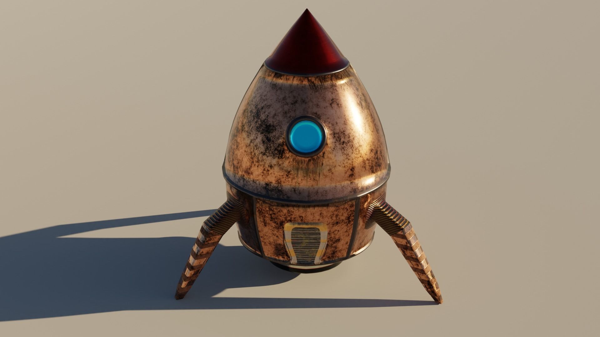 Rocket Comic Metalness Low-poly 3D model_2