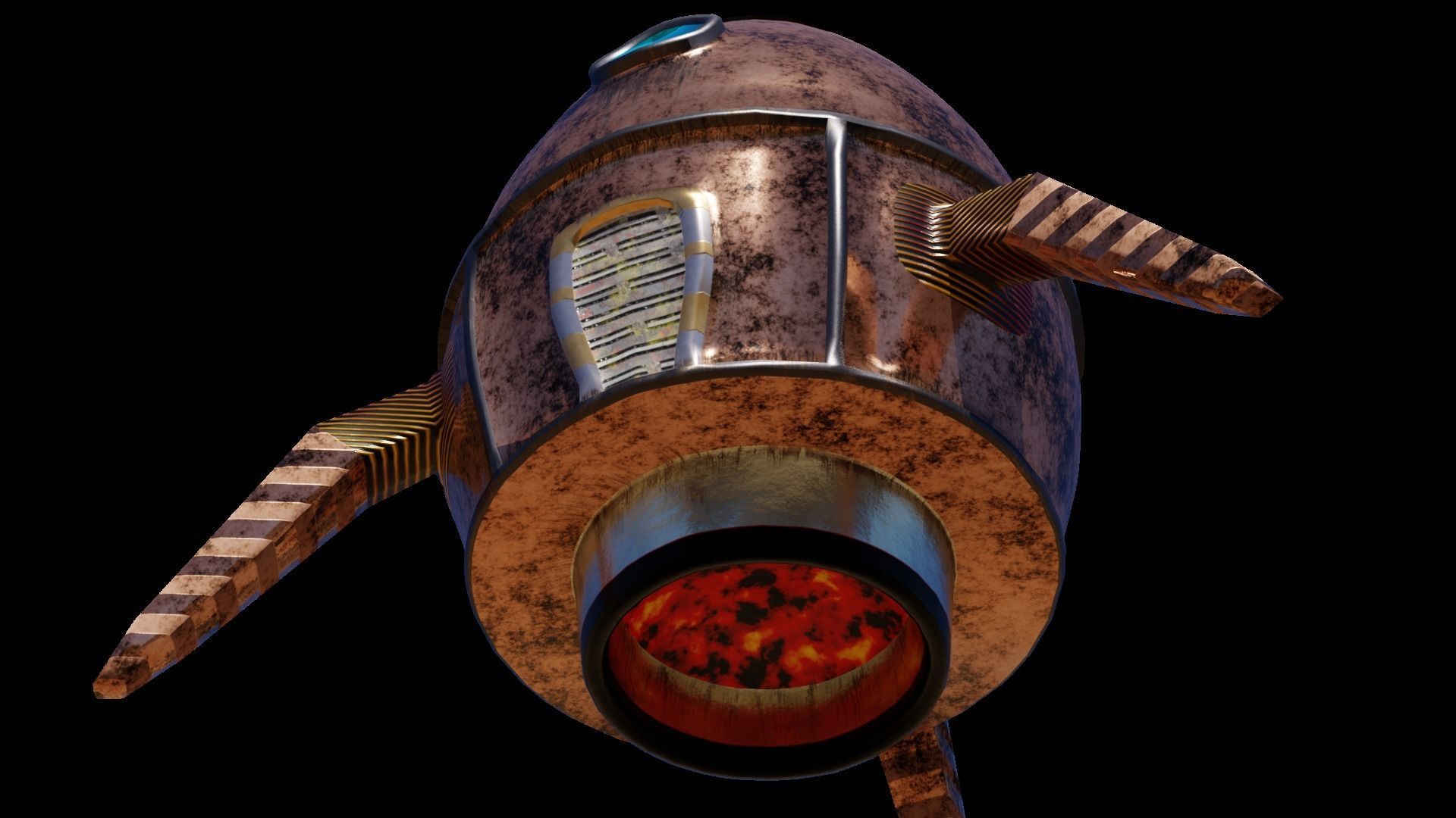 Rocket Comic Metalness Low-poly 3D model_11