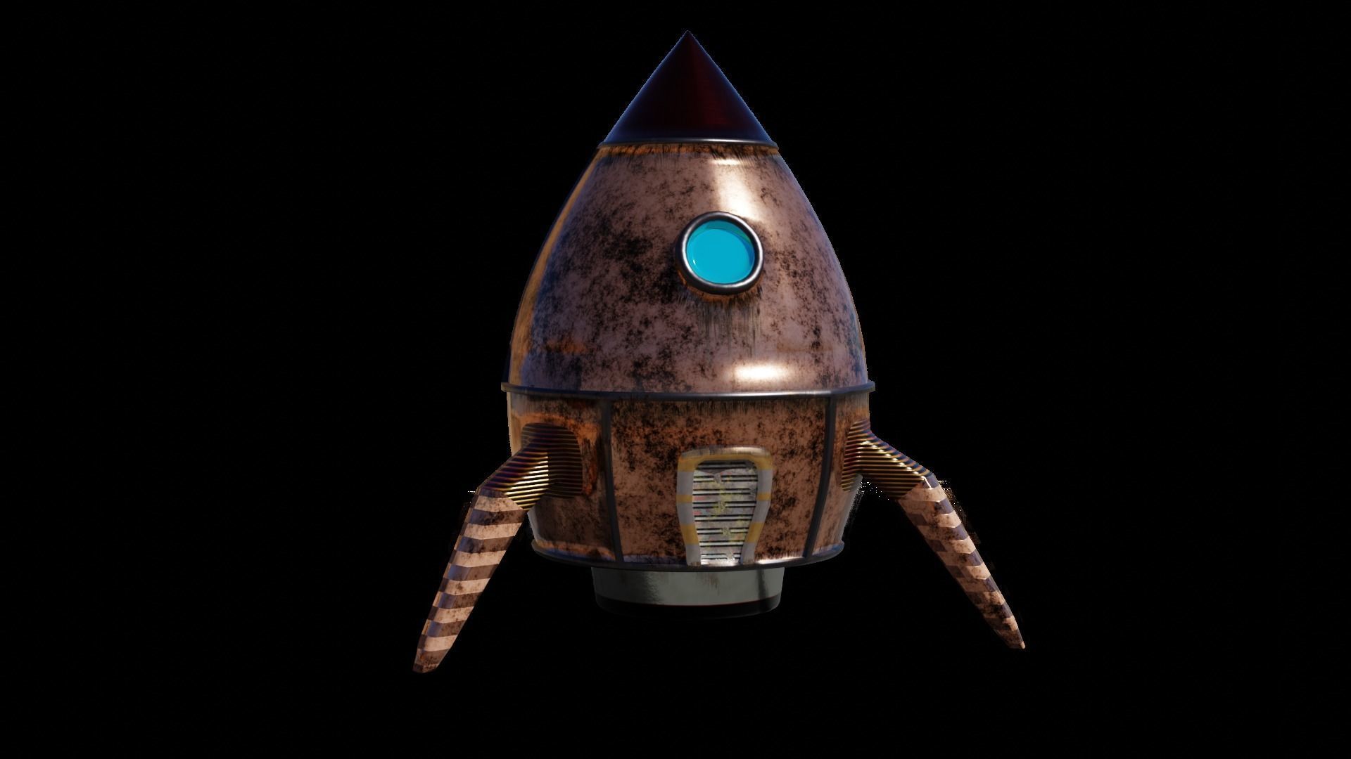 Rocket Comic Metalness Low-poly 3D model_6