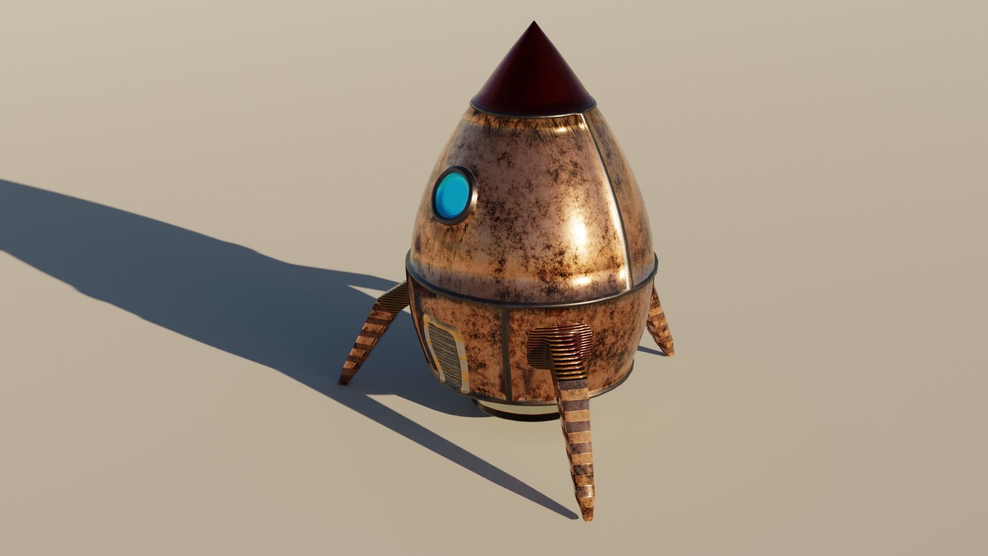 Rocket Comic Metalness Low-poly 3D model_3