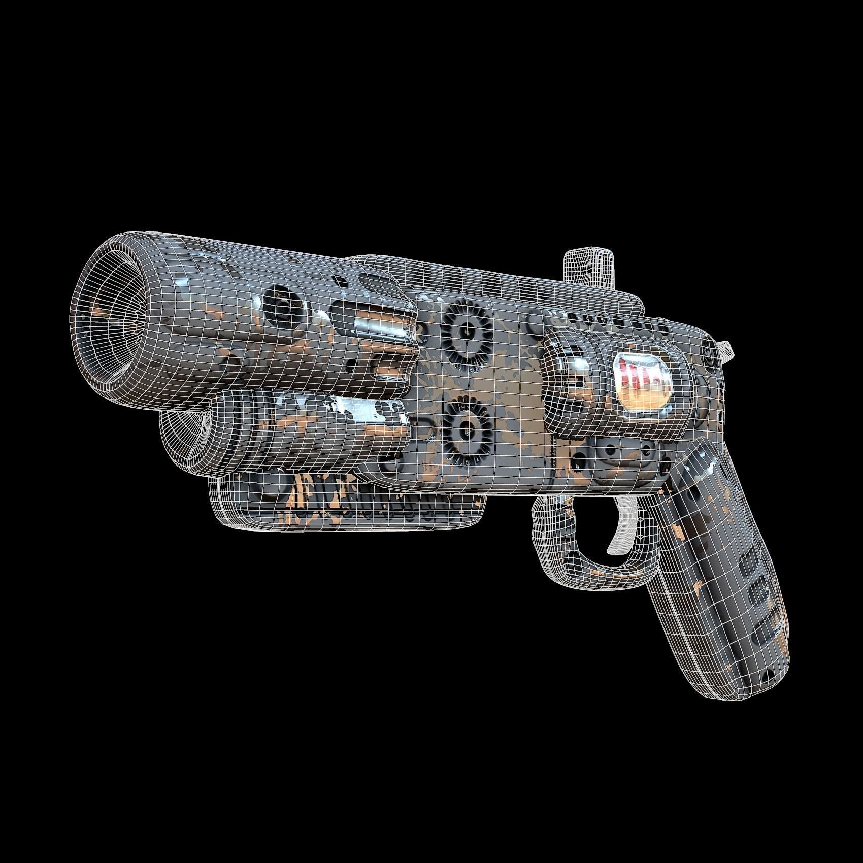 Gun scifi 3d model scifi Low-poly Low-poly 3D model Low-poly 3D model_1