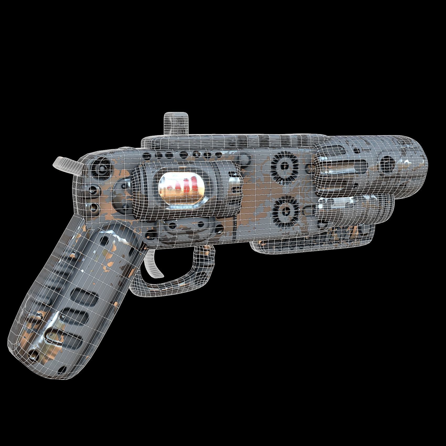 Gun scifi 3d model scifi Low-poly Low-poly 3D model Low-poly 3D model_2