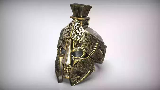 Spartan Helmet Greek Skull Pattern Ring 3D print model