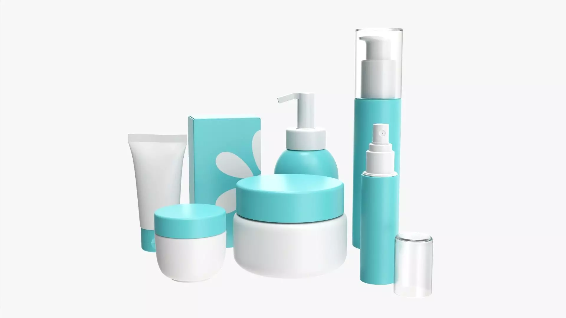 Makeup removal and evening care mockup 3D model_0