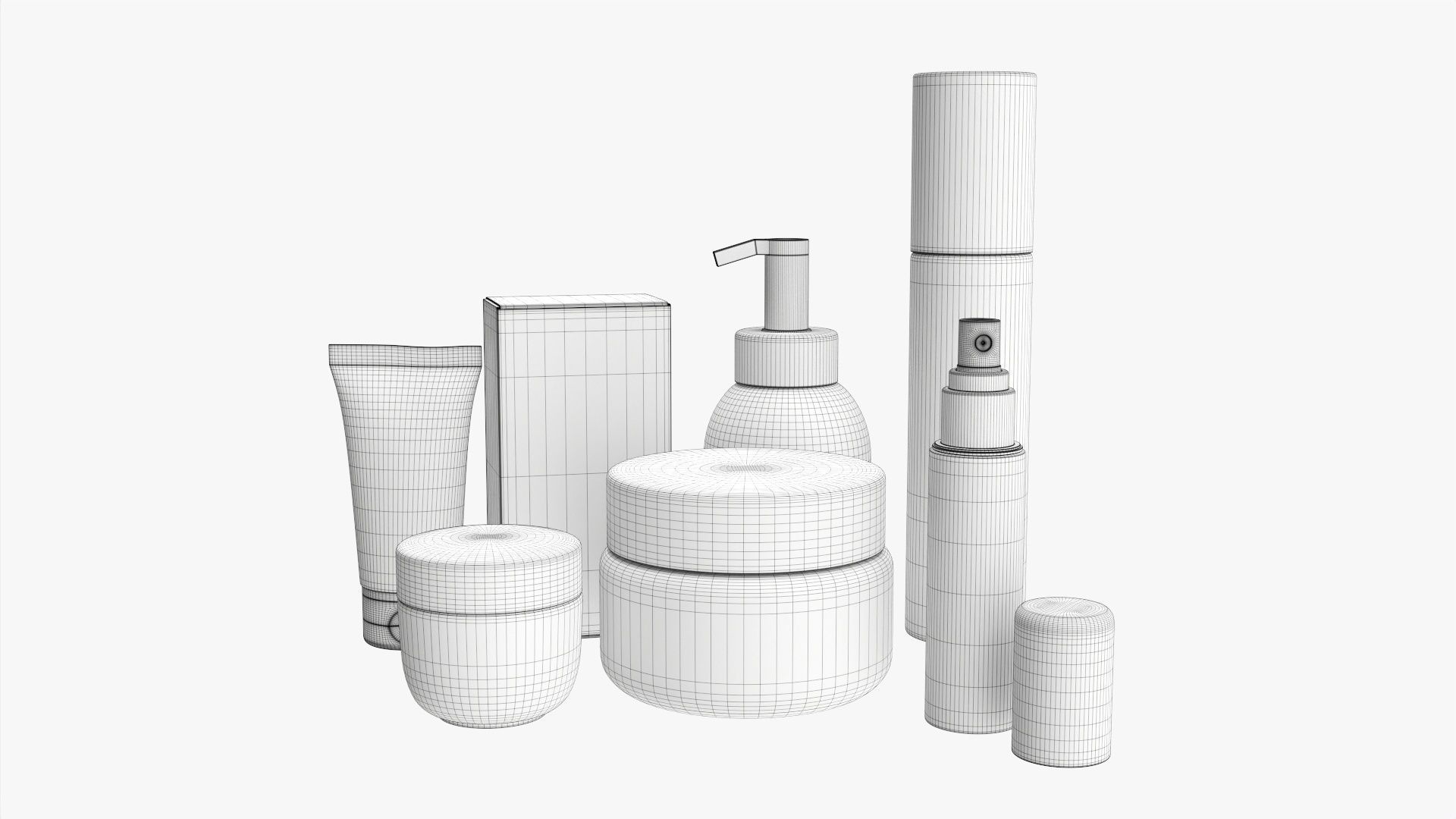 Makeup removal and evening care mockup 3D model_5