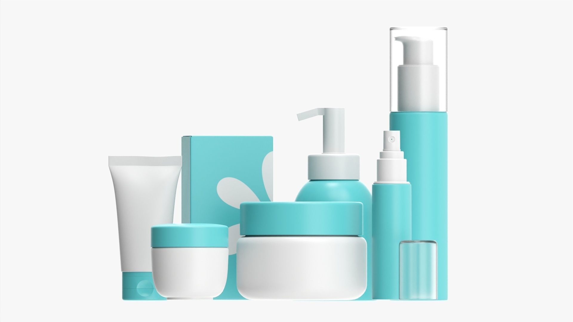 Makeup removal and evening care mockup 3D model_3