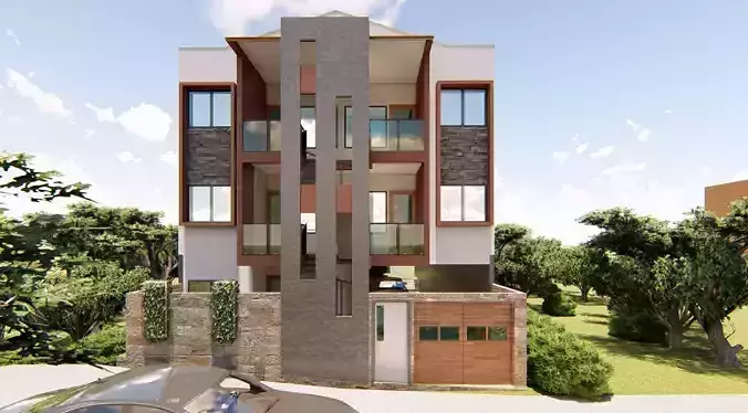 DUPLEX 2 modern house with car parked