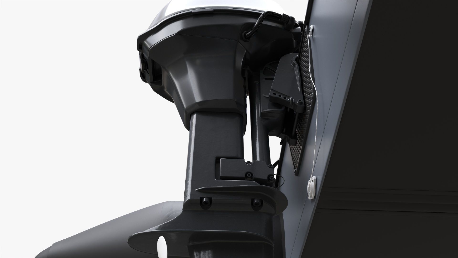 Inflatable boat 03 black with outboard boat motor 3D model_8