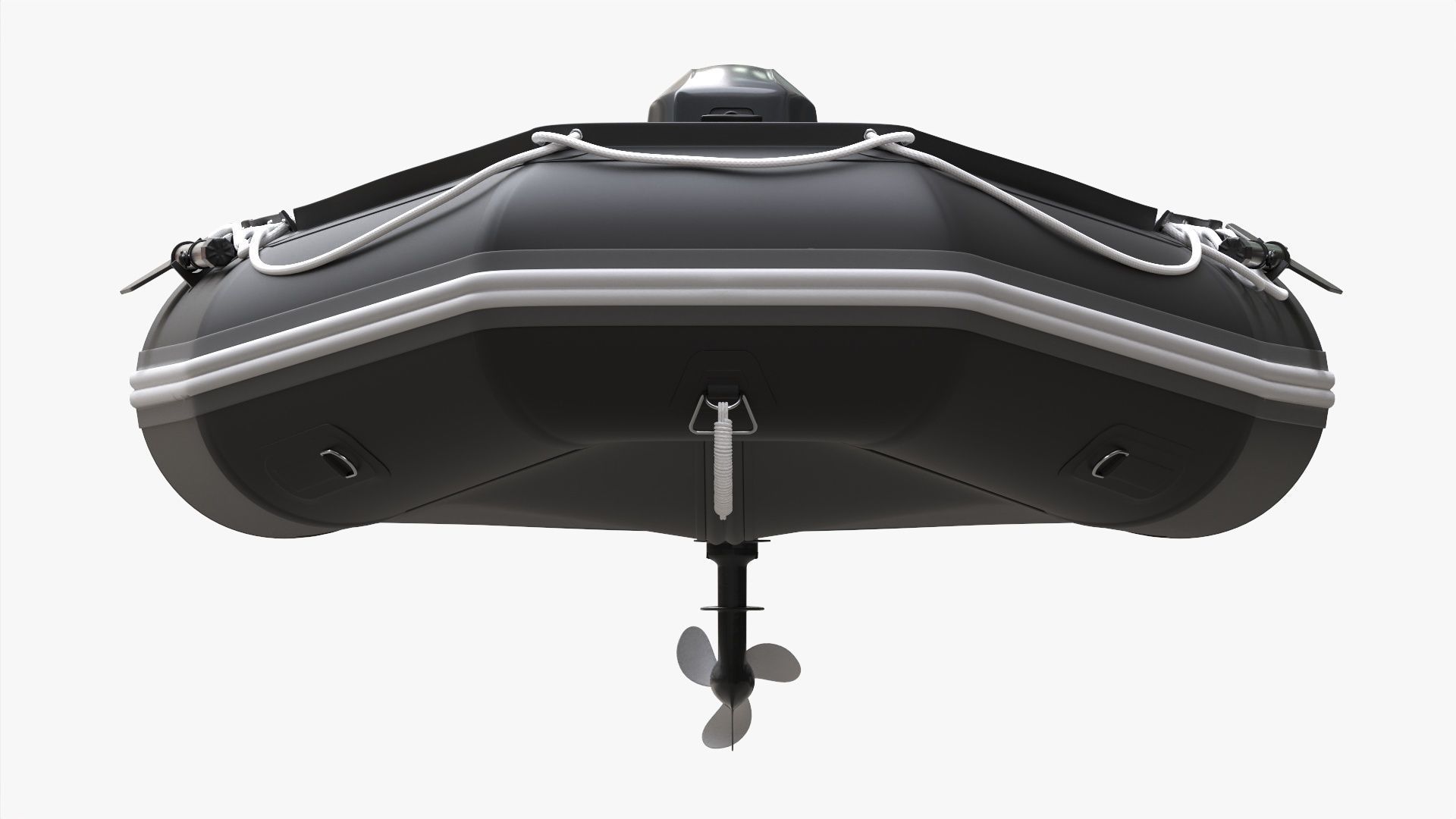 Inflatable boat 03 black with outboard boat motor 3D model_12