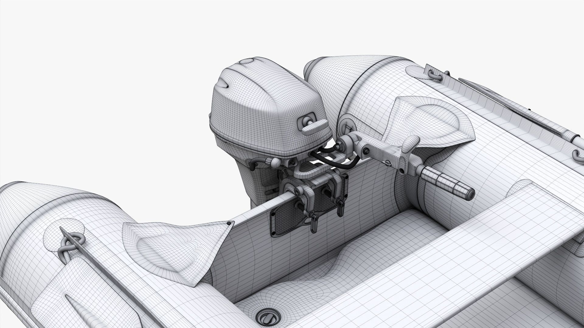 Inflatable boat 03 black with outboard boat motor 3D model_18