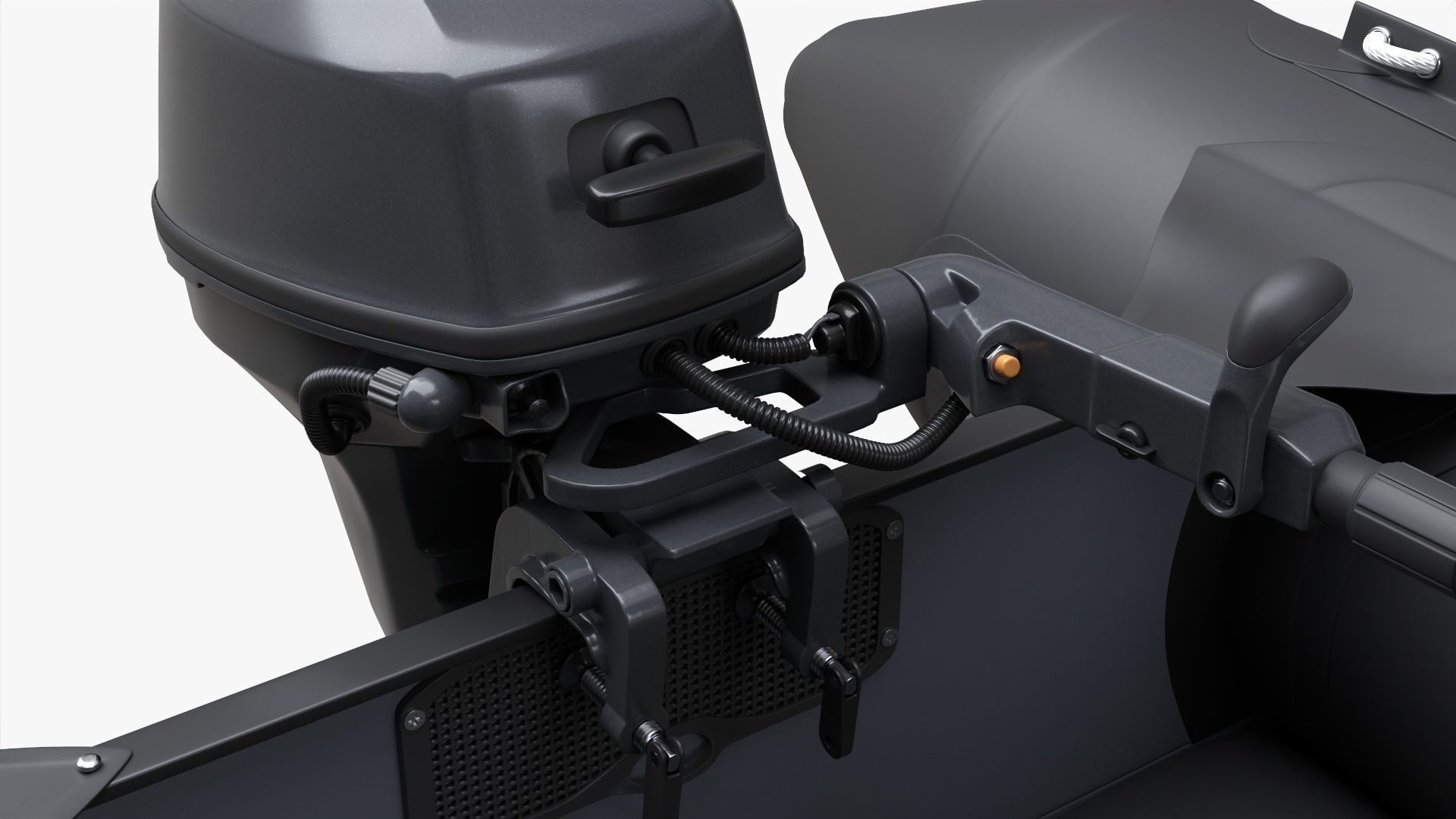 Inflatable boat 03 black with outboard boat motor 3D model_5