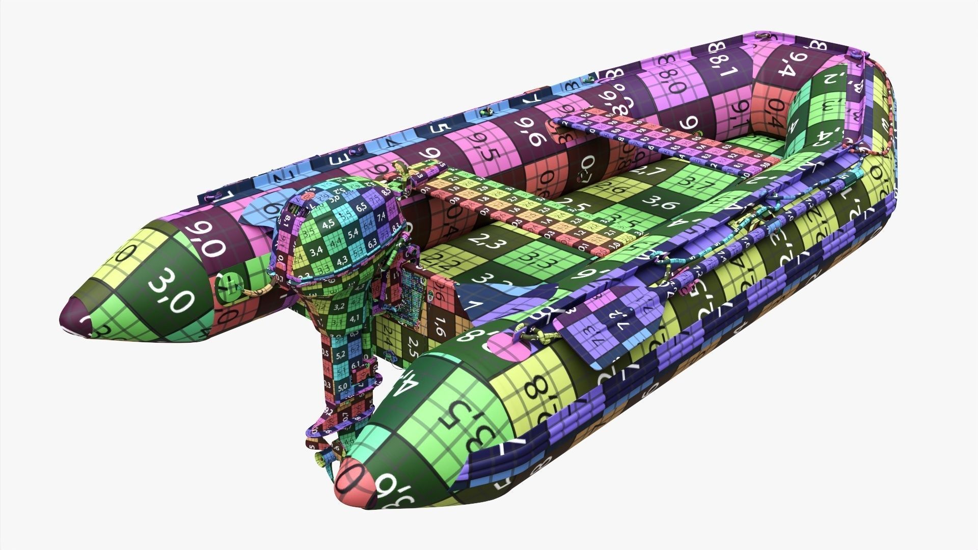 Inflatable boat 03 black with outboard boat motor 3D model_27