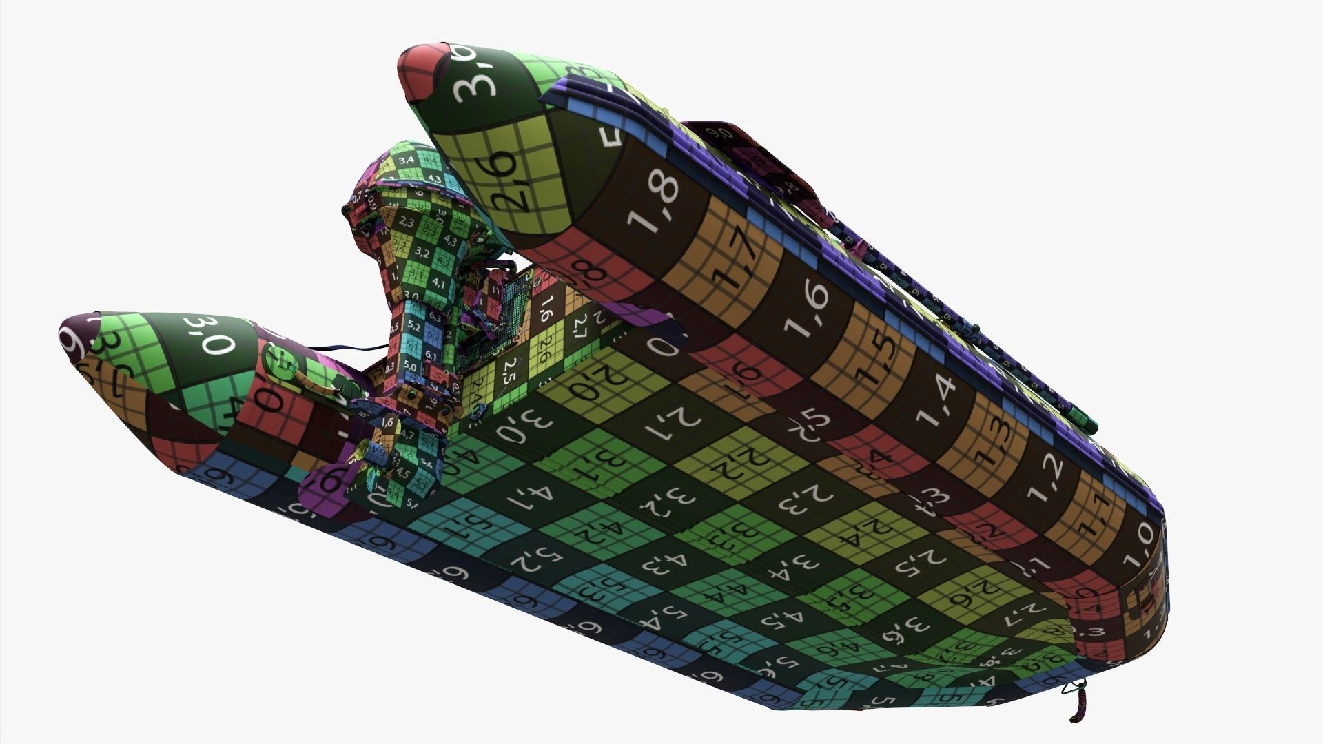 Inflatable boat 03 black with outboard boat motor 3D model_29