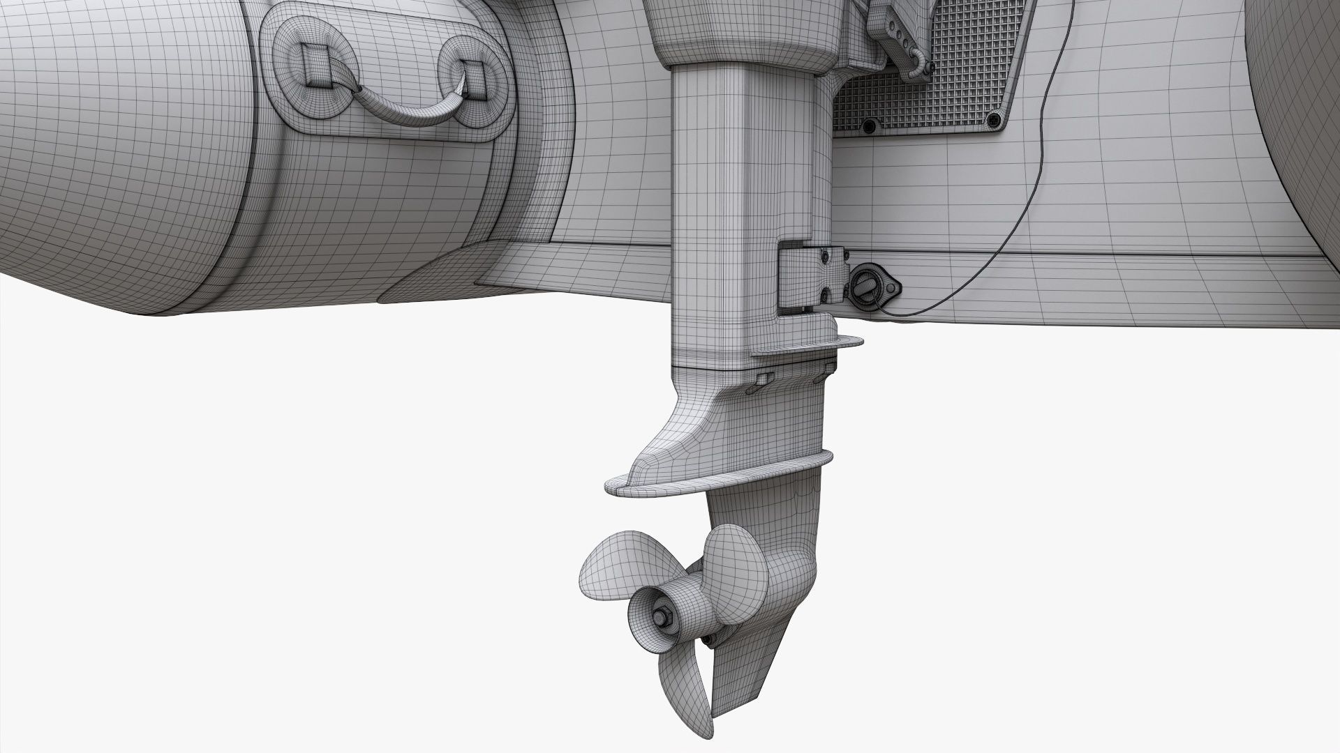 Inflatable boat 03 black with outboard boat motor 3D model_21