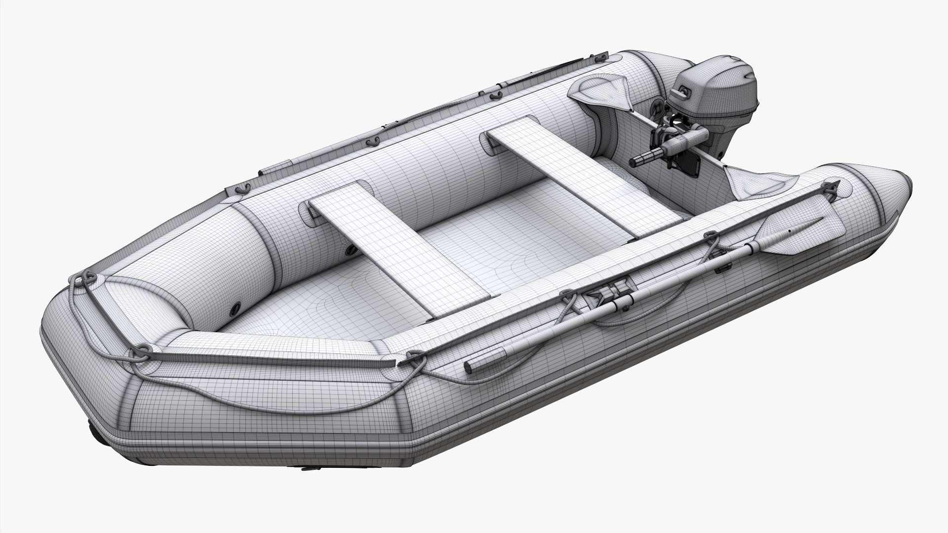 Inflatable boat 03 black with outboard boat motor 3D model_16