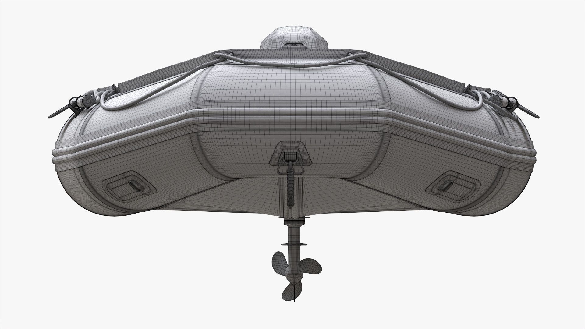 Inflatable boat 03 black with outboard boat motor 3D model_24