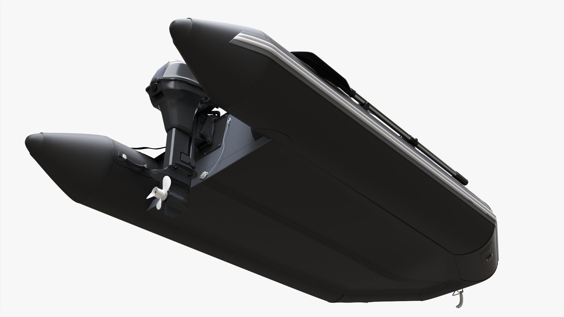 Inflatable boat 03 black with outboard boat motor 3D model_3