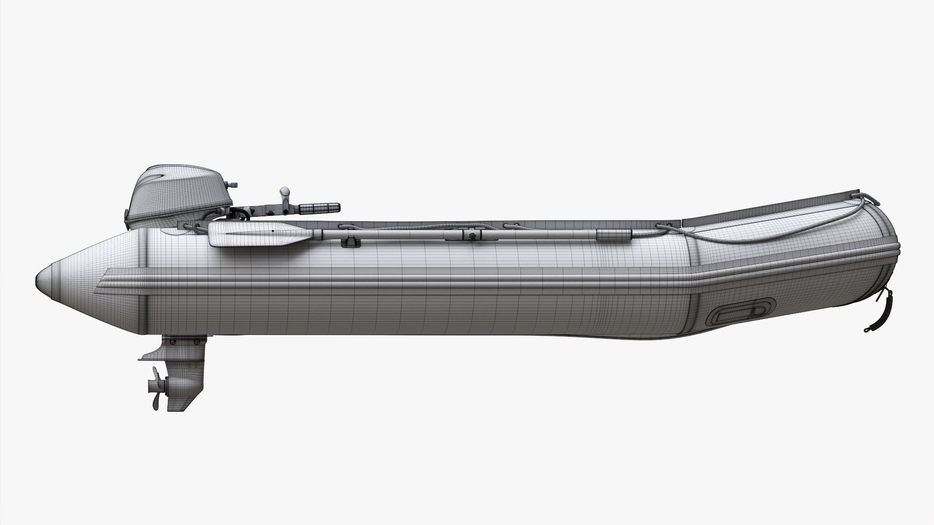 Inflatable boat 03 black with outboard boat motor 3D model_25