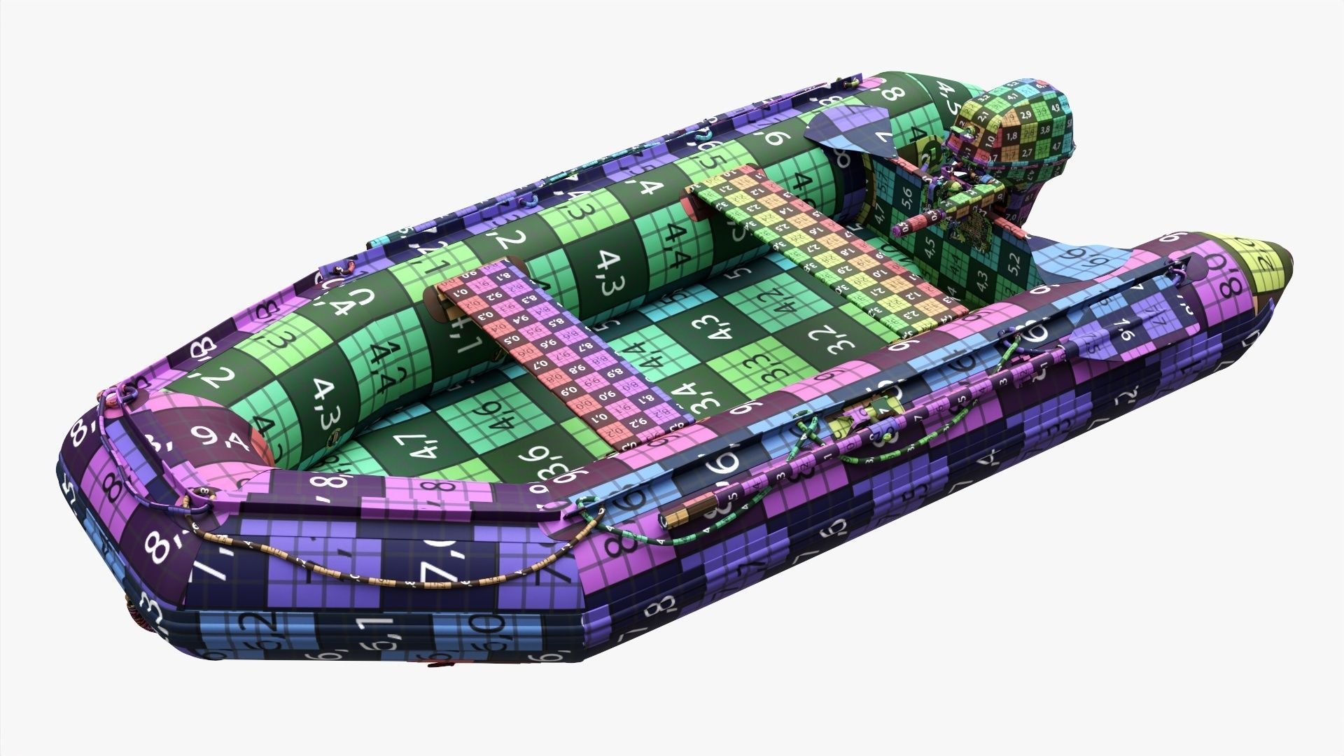 Inflatable boat 03 black with outboard boat motor 3D model_28