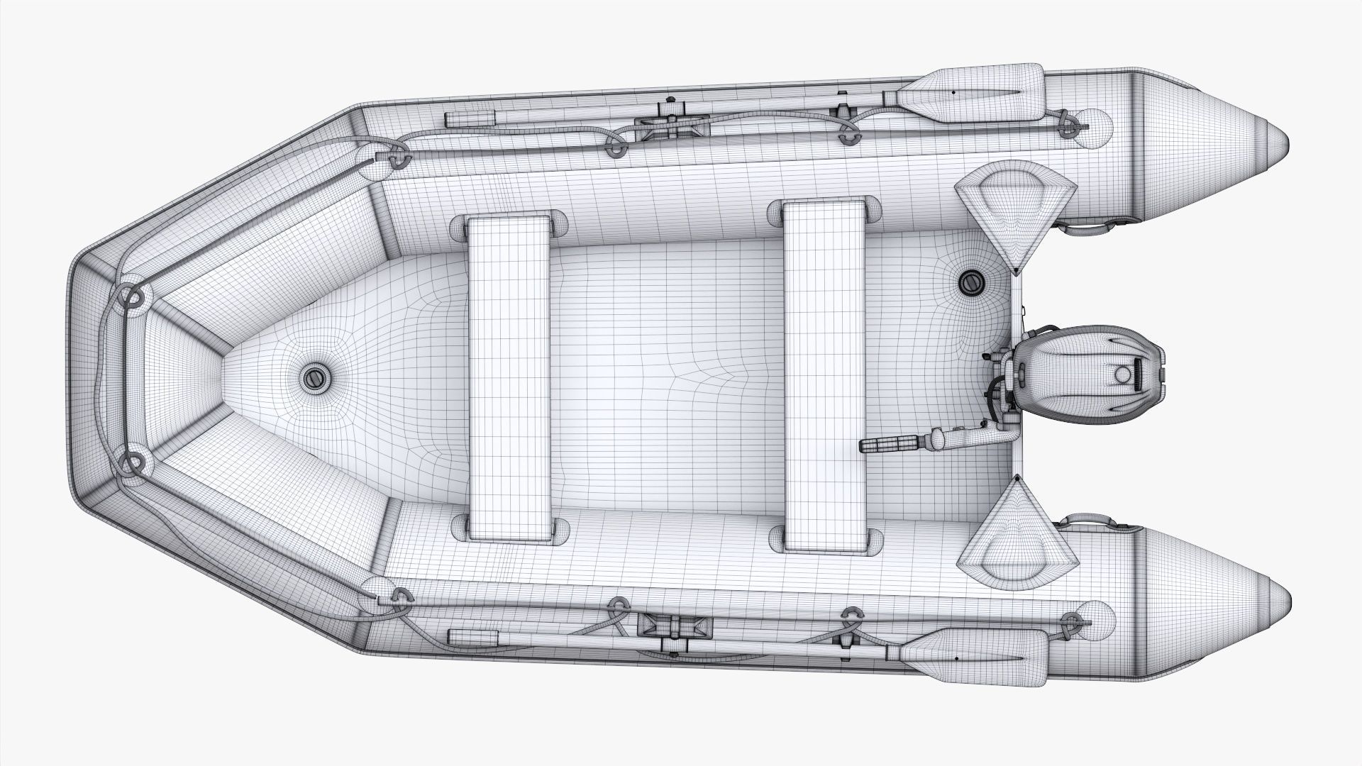 Inflatable boat 03 black with outboard boat motor 3D model_26