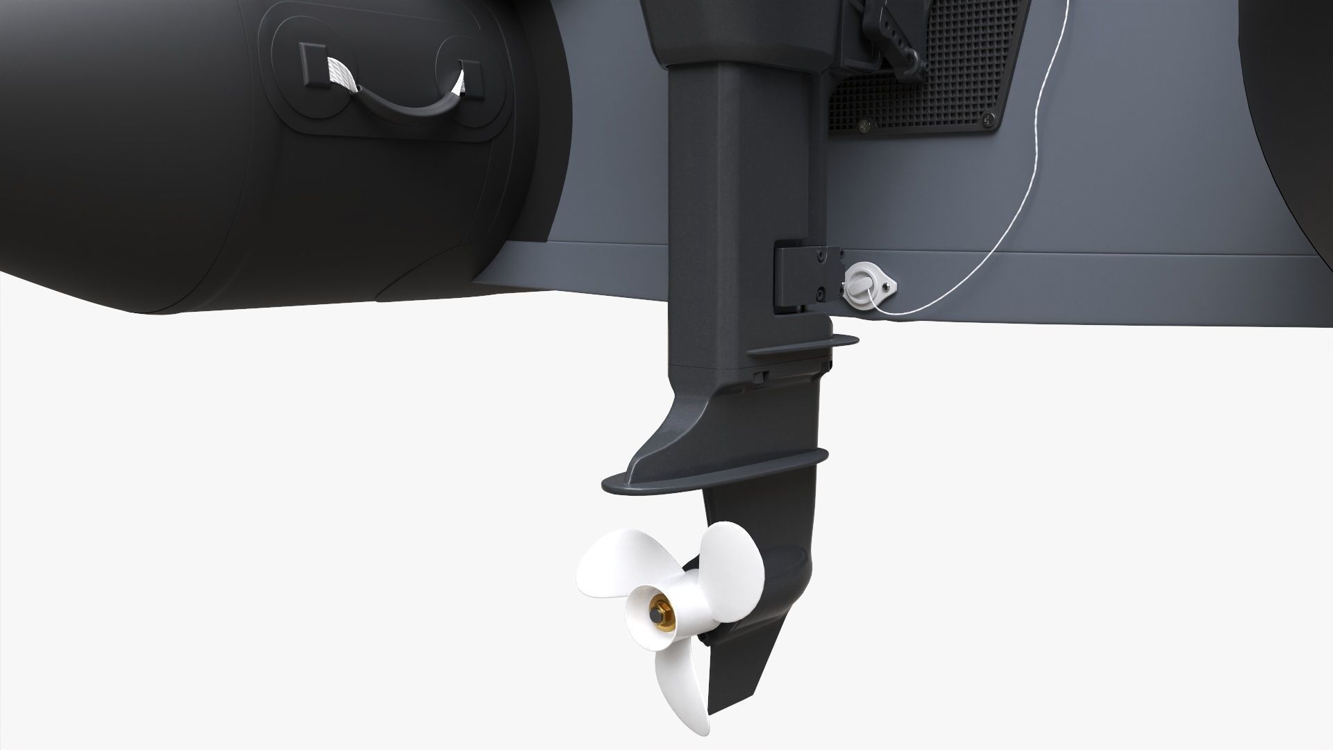 Inflatable boat 03 black with outboard boat motor 3D model_7