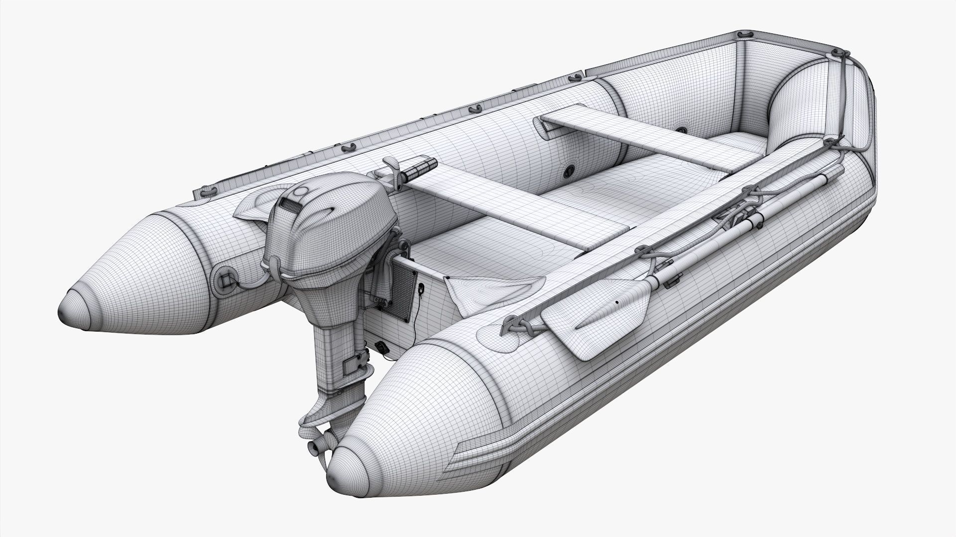 Inflatable boat 03 black with outboard boat motor 3D model_15