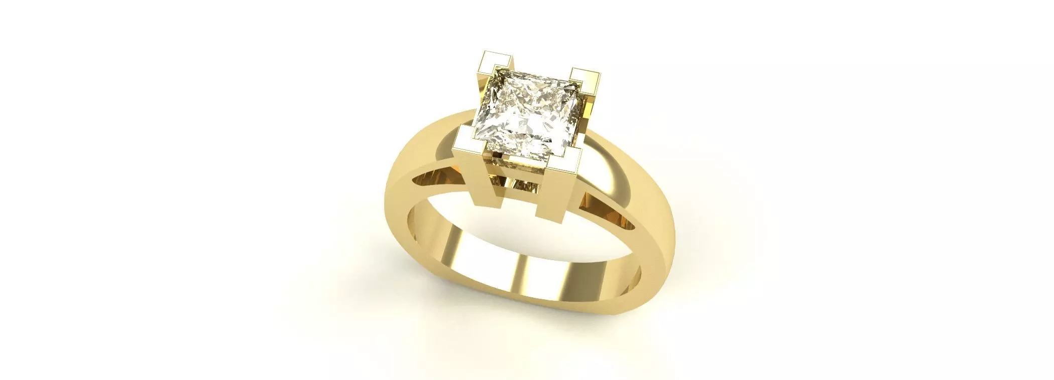 Princess Cut Diamond Ring Size 7 Gold Silver Ladies Jewelry 3D print model