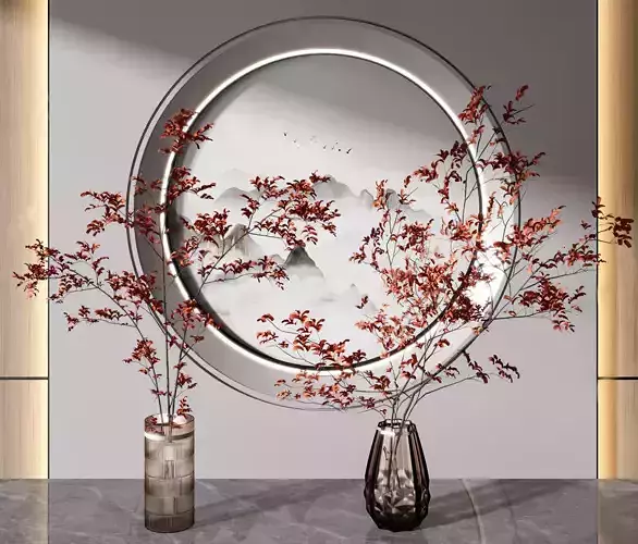 Chinese vase flower art and its material and background