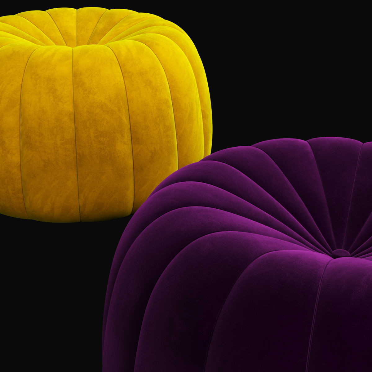 Pouf 4 two pumpkin shaped poufs 3D model_16