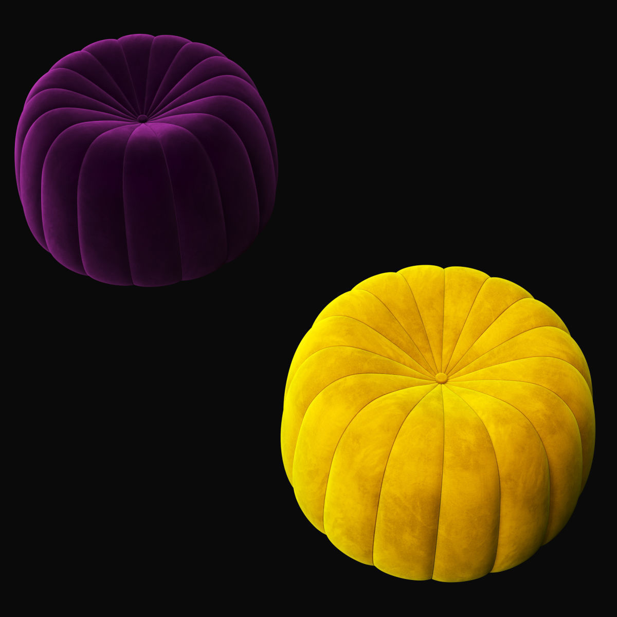 Pouf 4 two pumpkin shaped poufs 3D model_2
