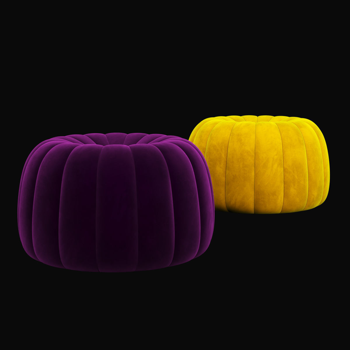 Pouf 4 two pumpkin shaped poufs 3D model_4