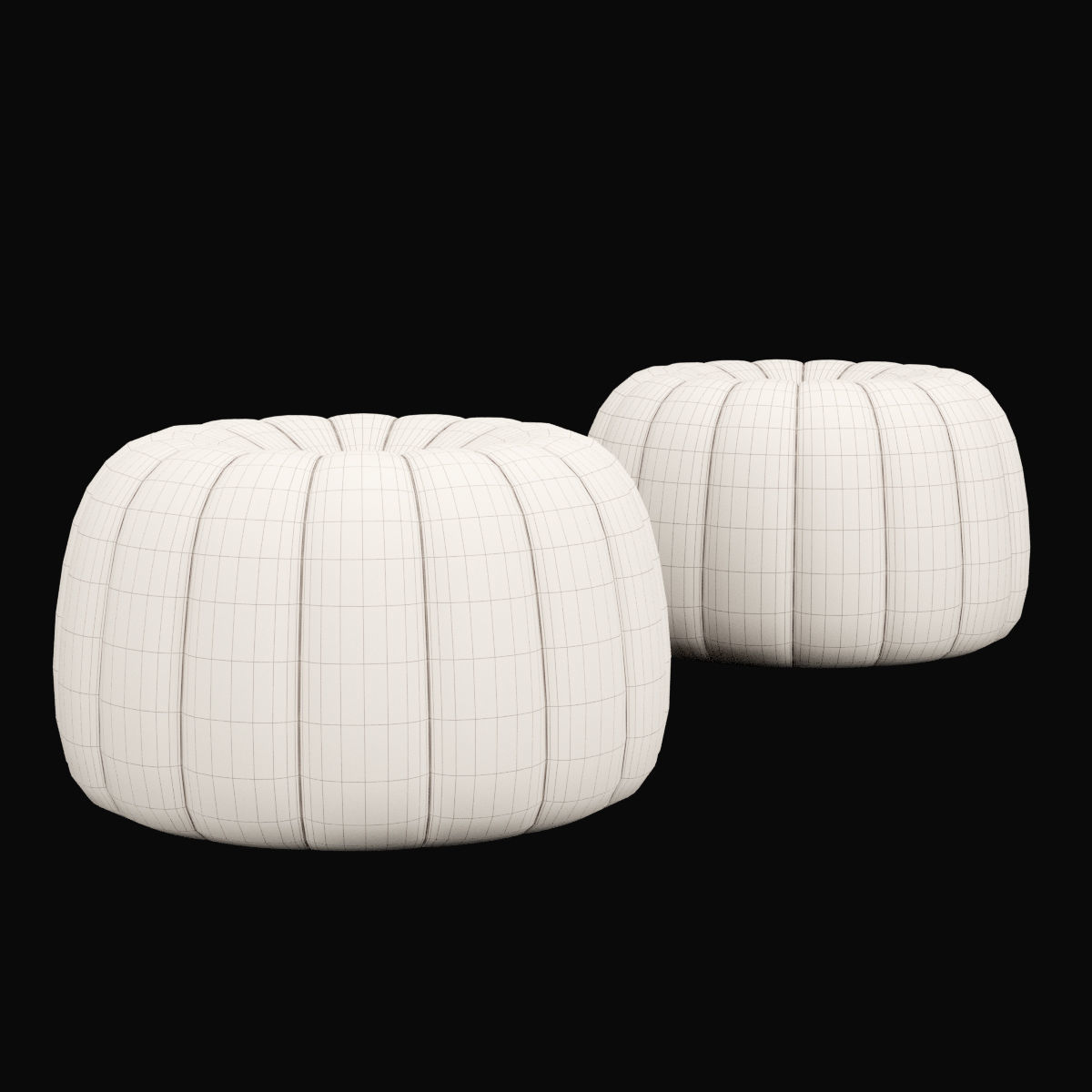 Pouf 4 two pumpkin shaped poufs 3D model_5