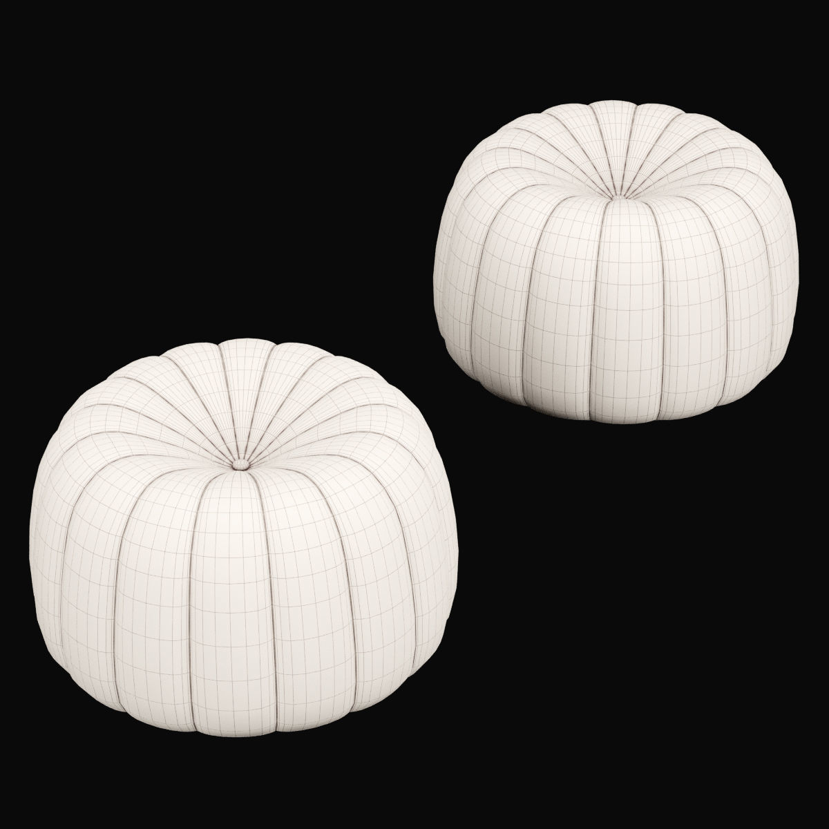 Pouf 4 two pumpkin shaped poufs 3D model_1