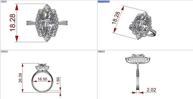 engagement ring 3D print model