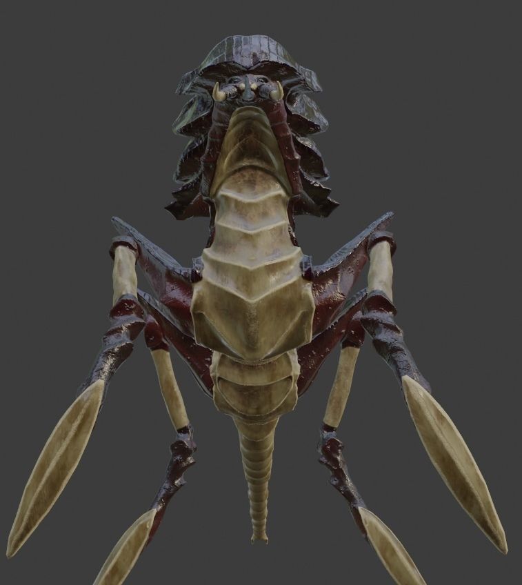 Creature bug with long legs Low-poly 3D model_4