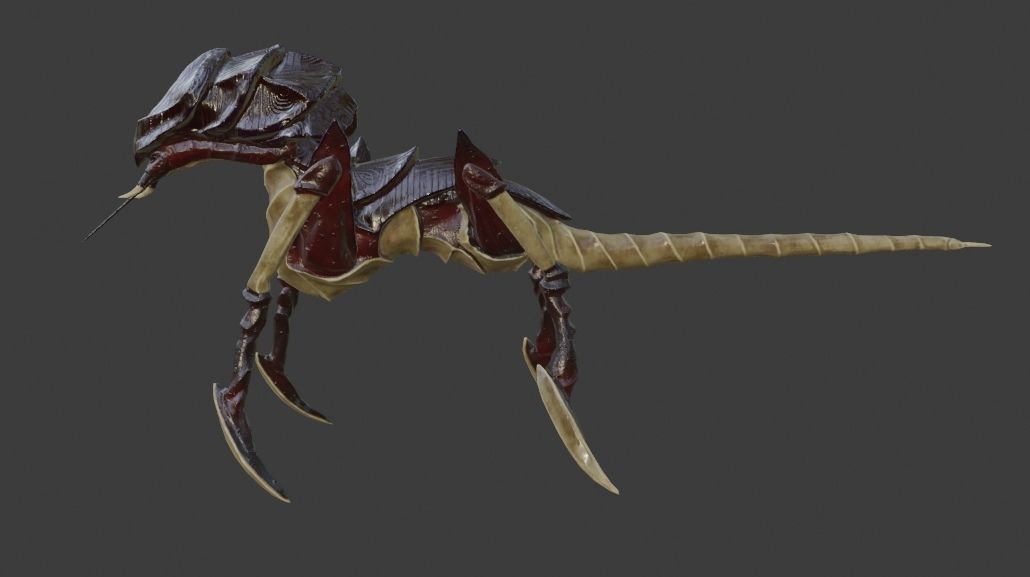 Creature bug with long legs Low-poly 3D model_1