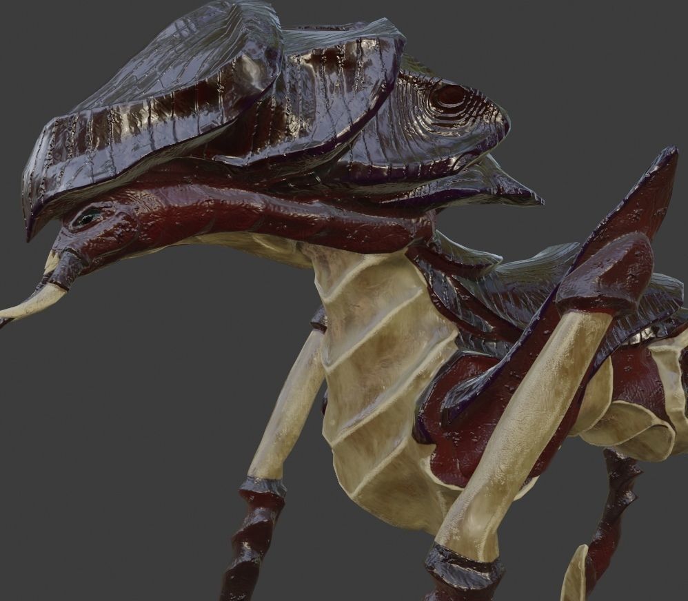 Creature bug with long legs Low-poly 3D model_3