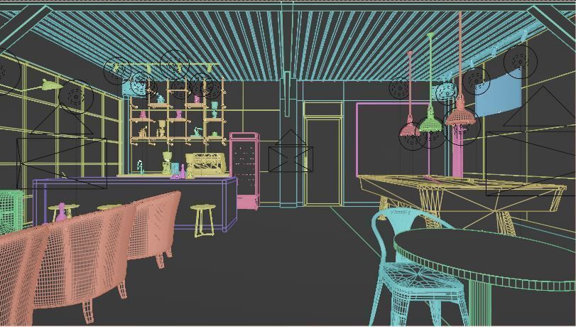 Industrial 3D Lounge CoffeeShop Blender - Fbx - Obj Low-poly 3D model_9