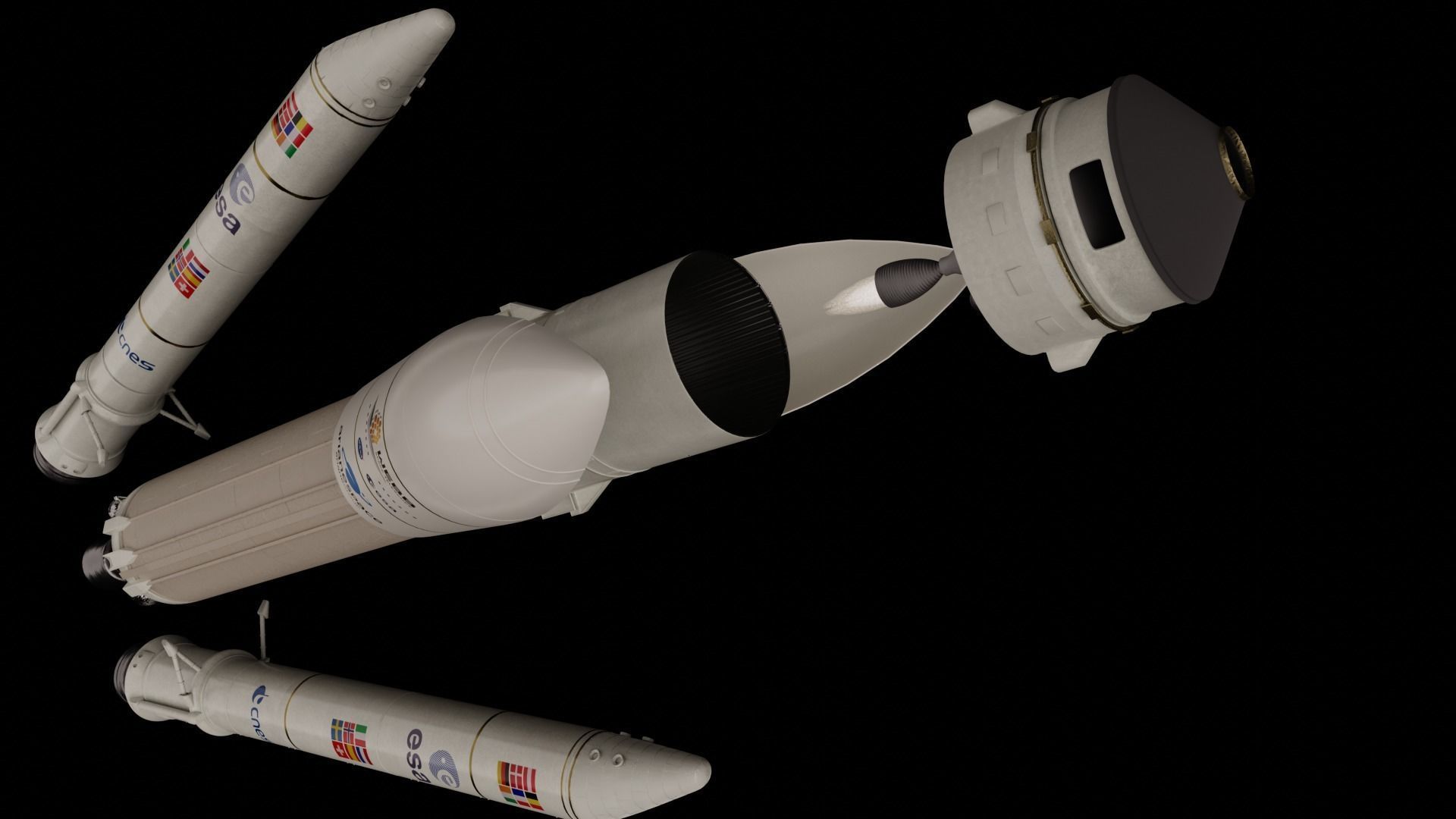 Ariane-5 Rocket Low-poly 3D model_9