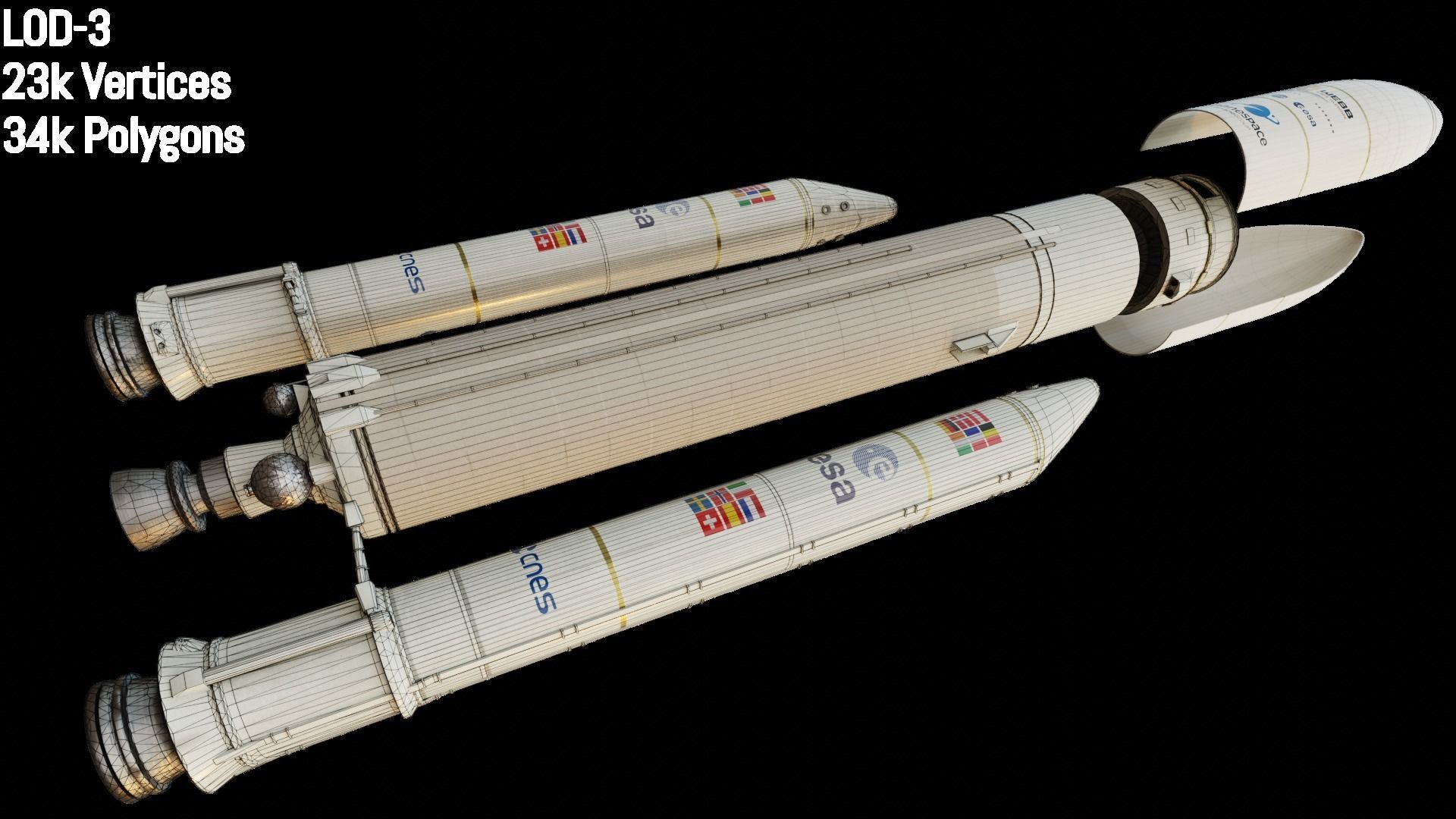 Ariane-5 Rocket Low-poly 3D model_13