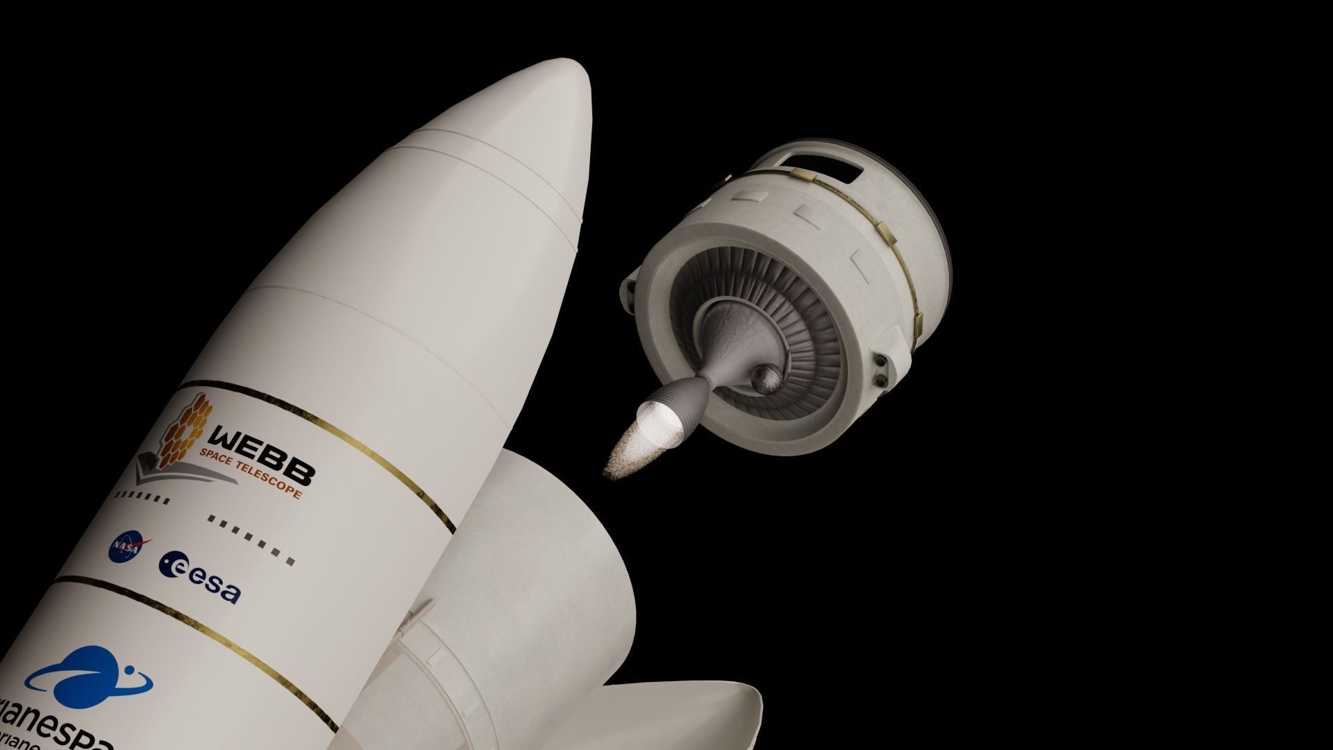 Ariane-5 Rocket Low-poly 3D model_8