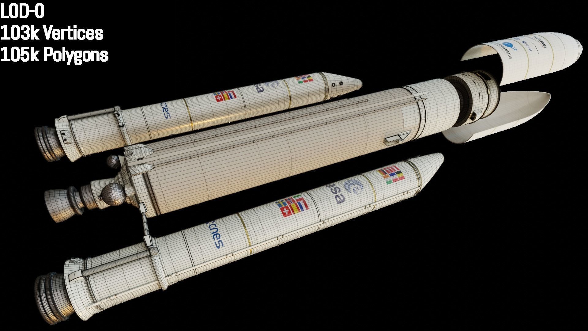 Ariane-5 Rocket Low-poly 3D model_10