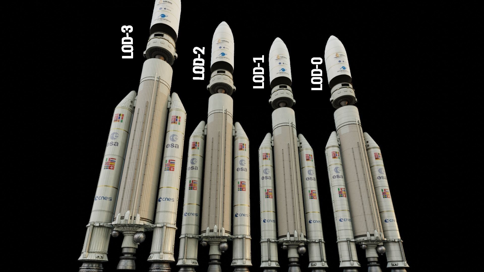 Ariane-5 Rocket Low-poly 3D model_14
